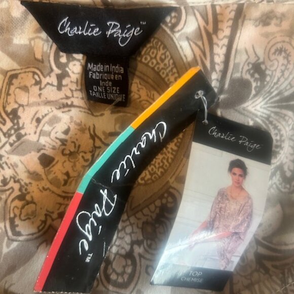 Charlie Paige Tan/Cream Chemise top, size OS - Picture 4 of 4